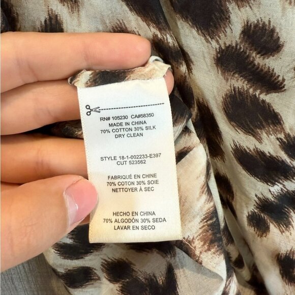 EQUIPMENT Reagan Leopard Print Button Back Silk Cotton Sleeveless Blouse Top - Picture 7 of 7